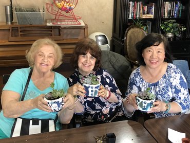 Crafty Activities! We made crafts for every skill level! Look at these handmade Seaglass Mosaic Pots!