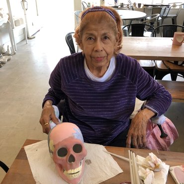Weekly Outings Elinor's brother collects ceramic skulls. She painted an amazing one for him!